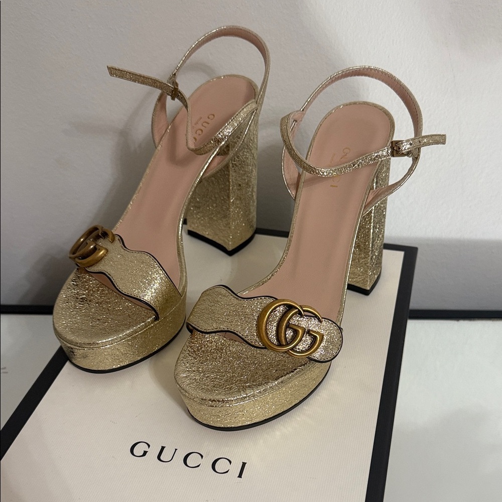Gucci Metallic Gold Women's Heels - Picture 2 of 11